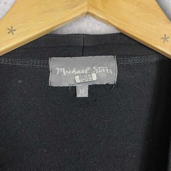 Michael Stars‎ Leather Sleeve Zipper Pocket Cardigan Sweater Shacket Size Medium - Picture 4 of 12